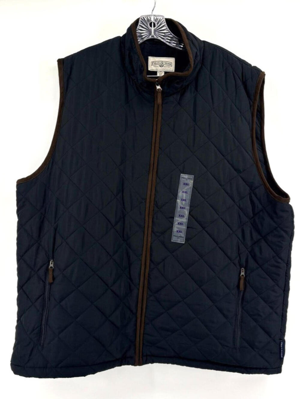 NWT Field & Stream Quilted Vest Black/Brown Trim XXL